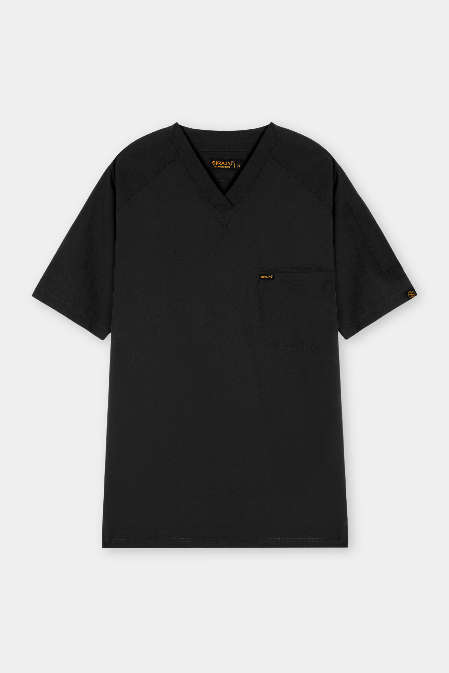 01 Classic Charcoal Black V-Neck Scrub Set for Men - Image 3