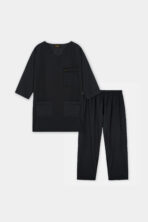 Classic Charcoal Black V-Neck Scrub Set for Women